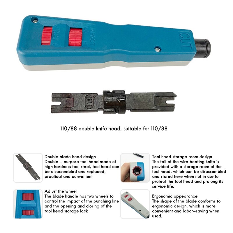 Kabelgereedschap 110/88 Type Netwerk Kabel Tool Met Twee Bladen Netwerk Kabel Punch Omlaag Installatie Gereedschap