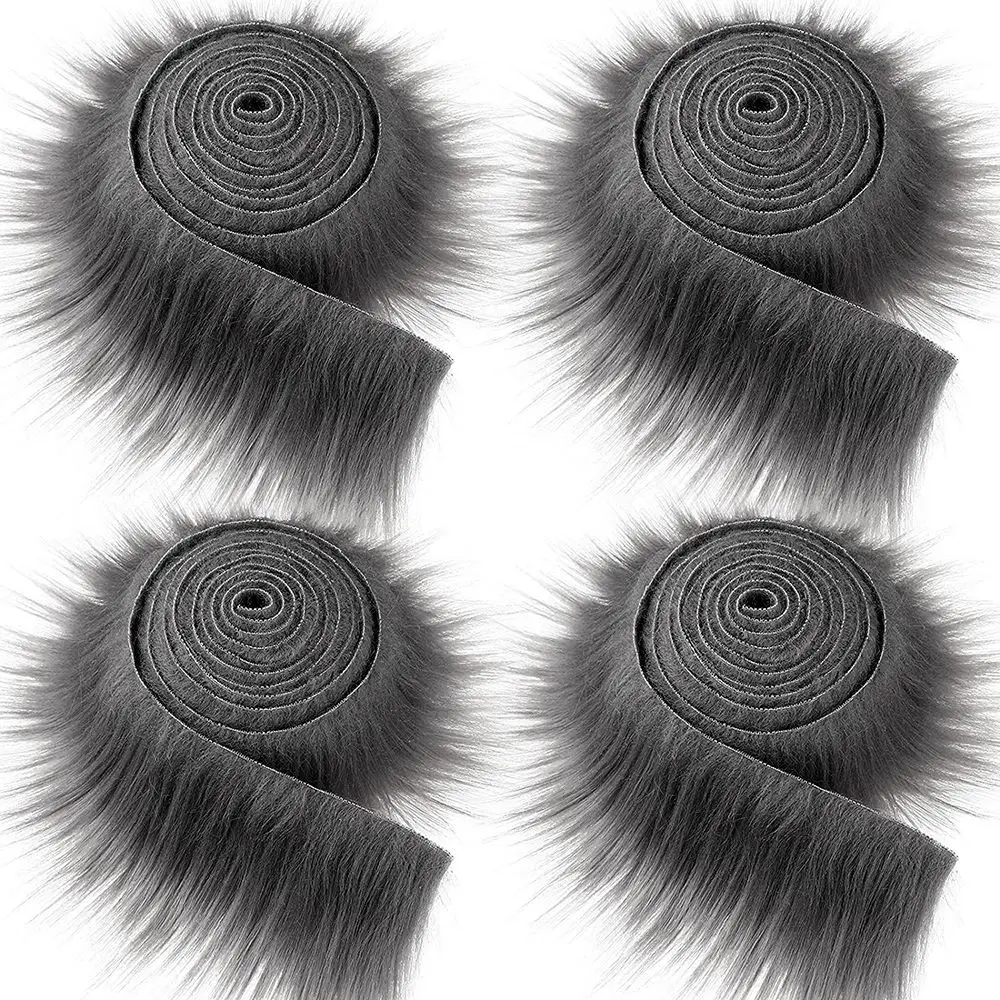 Ruban en Fausse Fourrure de 1.5m, Rouleau de Tissu à Rayures en Peluche, Coupe Moelleuse pour Costume d'Hiver, Artisanat de Bricolage: Gris foncé