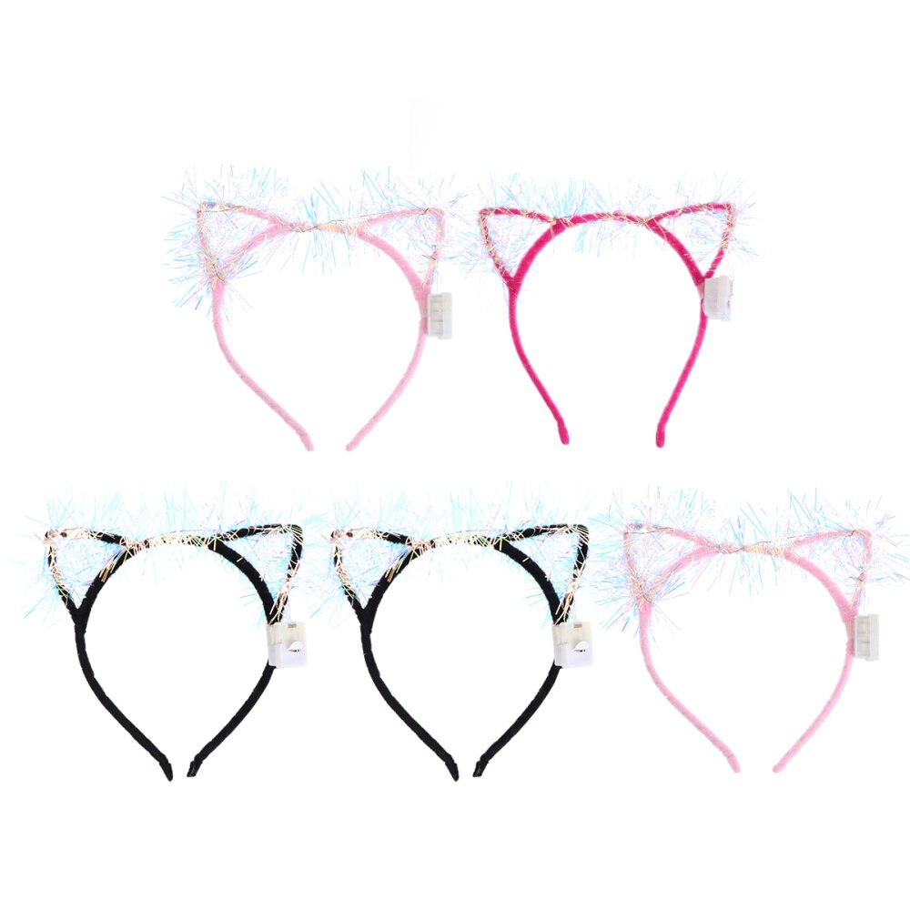 5PCS Headband Durable Attractive Golden Chic Luminous Silk Headband Cat Ear Head Band Decoration for Adults: Default Title