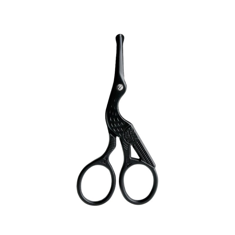 Nose hair scissors men's stainless steel safety manual nose hair trimmer women's eyebrow trimming small scissors: Black Crane vibrissac scissors