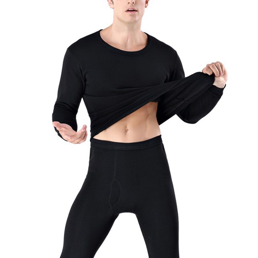 2Pcs/Set Oversize Men Winter Solid Long Johns For Male Warm Thermal Bottoming Underwear Set Multicolor 3XL