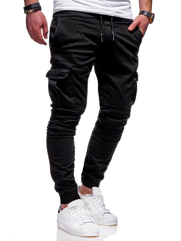 Popular Men's Slim Fit Urban Straight Leg Trousers Casual Pencil Jogger Cargo Long Pants