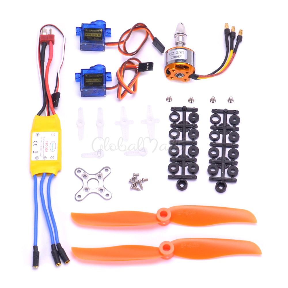 A2212 2212 1000KV / 1400KV / 2200KV Brushless Motor + 30A / 40A ESC with T plug SG90 9G Micro Servo for RC Fixed Wing Plane