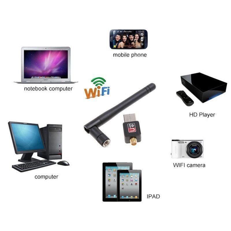 High Speed USB Wireless Adapter 150Mbps 2db Antenna Wifi Rceiver Transmitter USB Dongle Wireless 802.11b/n/g for laptop computer
