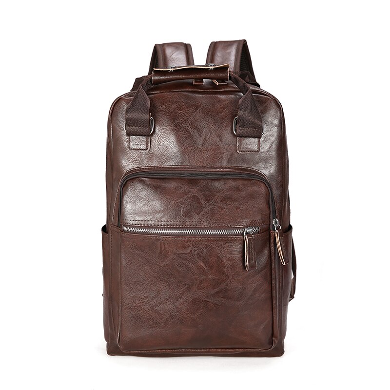Mannen Rugzak Pu Lederen Rugzak Grote Laptop Rugzakken Mannelijke Mochilas Casual Schooltas Voor Tieners Jongens Bruin Zwart: COFFCE