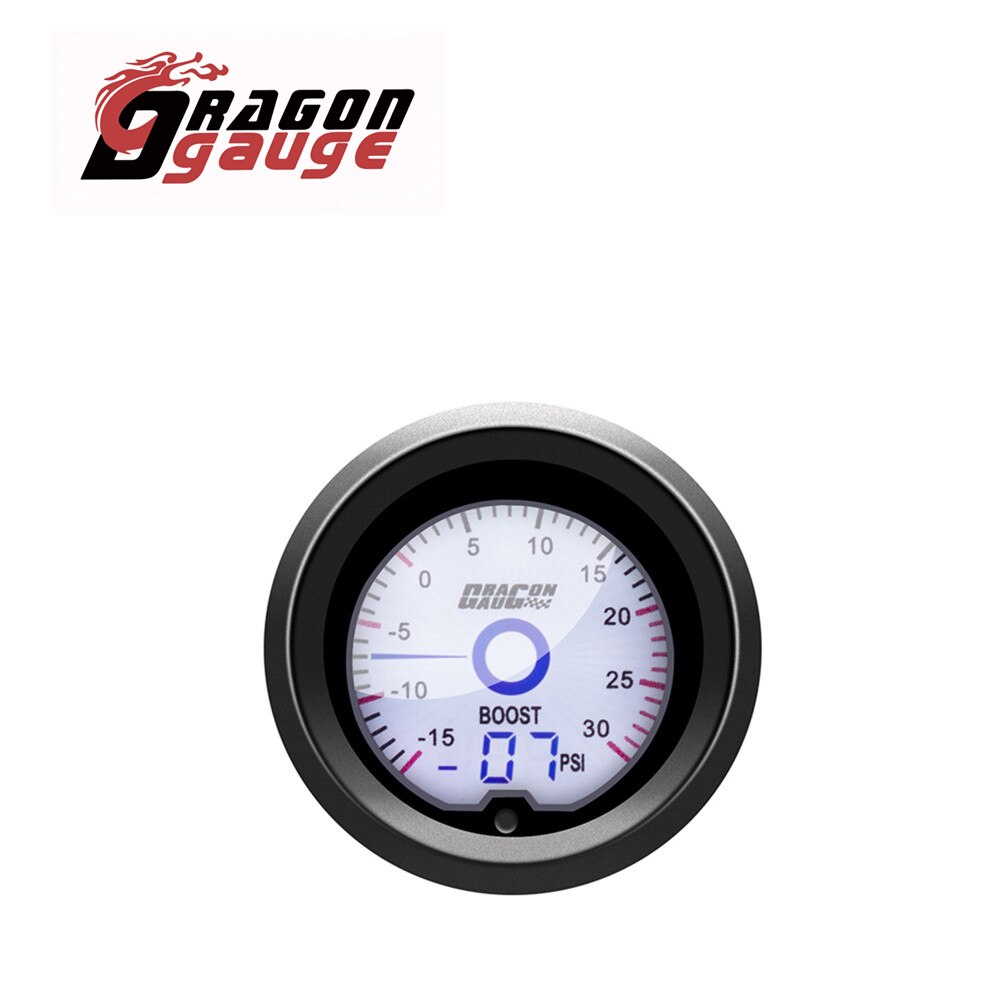 DRAGON GAUGE 52mm Tachometer Voltmeter Boost Vacuum Water Temp Oil Temp Oil Press Air Fuel Ratio EGT Gauge LCD Gauge for 12V Car: Boost Guage PSI