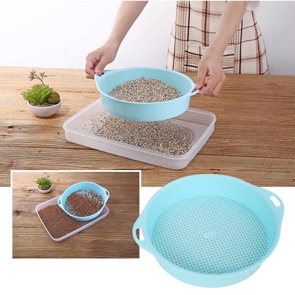 Tamiz redondo para el hogar, filtro de semillas de plástico, tamiz de rejilla de piedra de suelo, herramientas de jardinería, tamiz de jardín