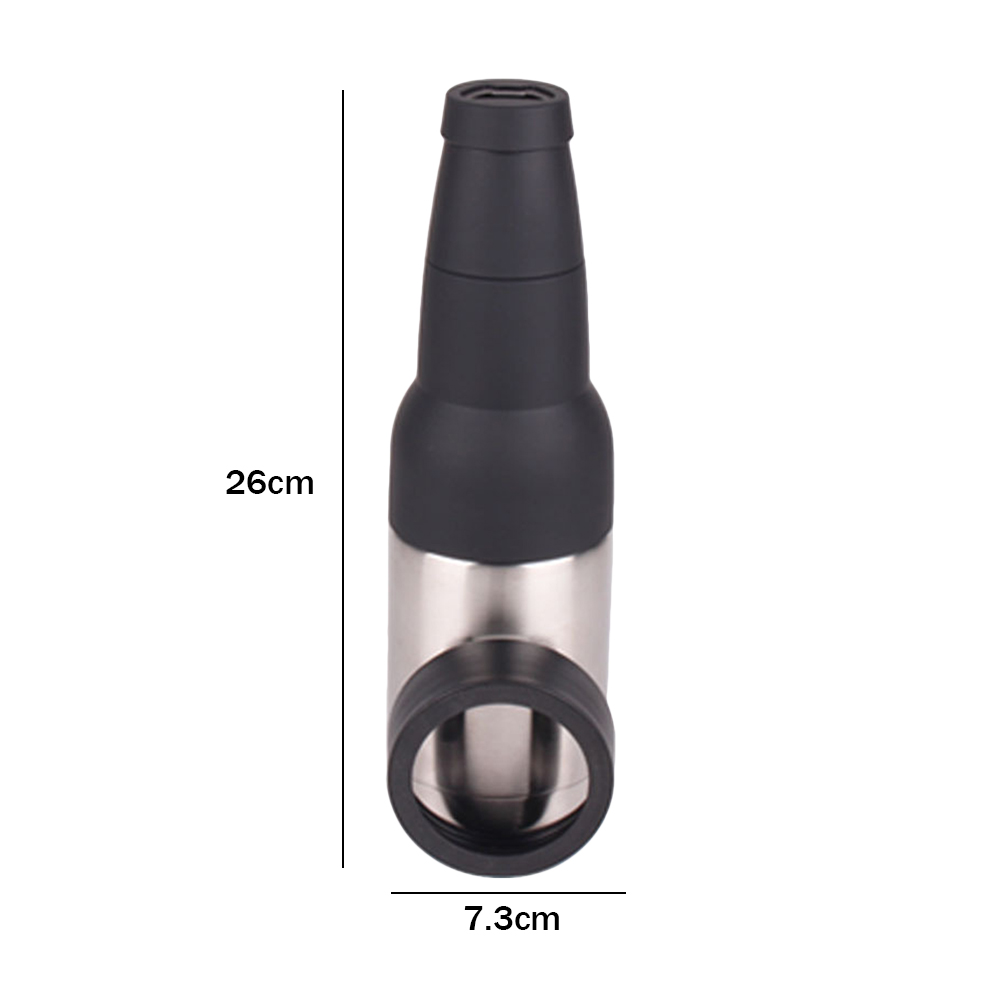 3 in 1 Stainless Steel Beer Drink Can Bottle Holder with Cola Opener Double Wall Vacuum Insulated Bottle for Beer Can Cooler Bar: Silver