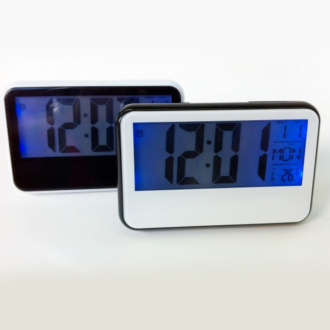 1pc LCD Alarm Clock Digital Display Voice Control Electric Snooze Night Backlight Desktop Table Clocks Watch