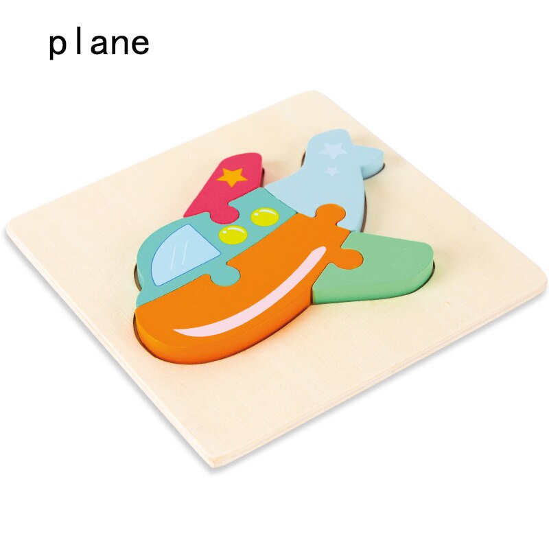 Big Wooden Puzzle Toys For Children Wood 3d Cartoon Traffic Animal Puzzles Intelligence Kids Early Educational Toys: plane