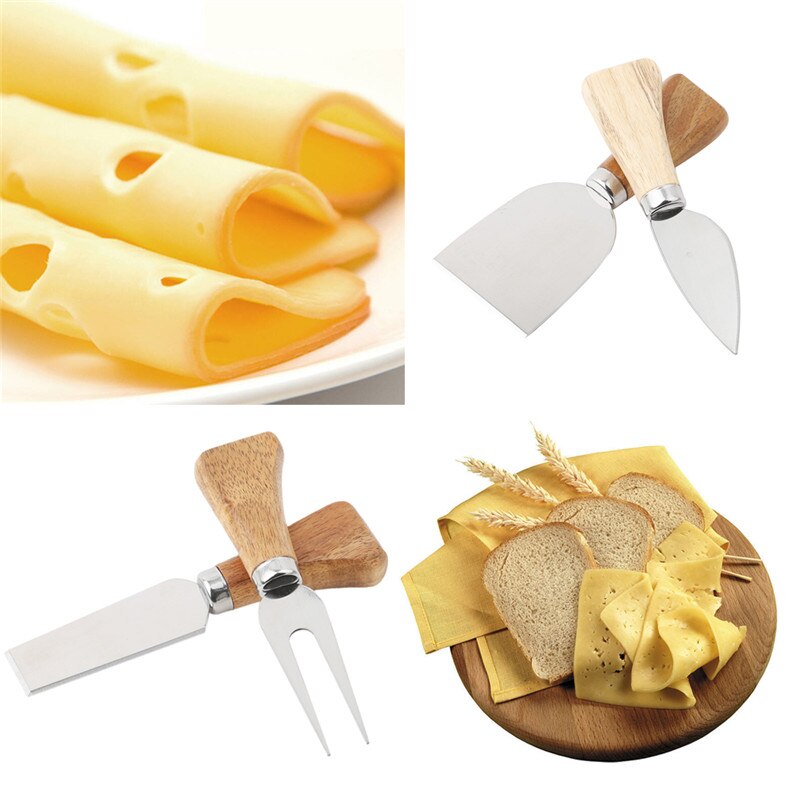 4PCs/ Set Knives Cheese Grater Board Set Bamboo Wood Handle Cheese Knife Slicer Kit Kitchen Cooking Tool Cheese Cutter Slicer