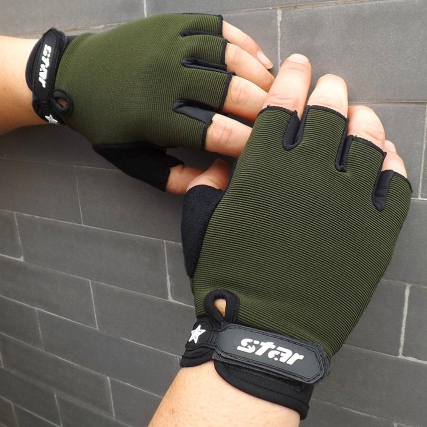 Mannen Antislip Cycling Bike Gym Fitness Sport Half Vinger Handschoenen Hand Protector Gewichtheffen Sport Fietsen Handschoenen