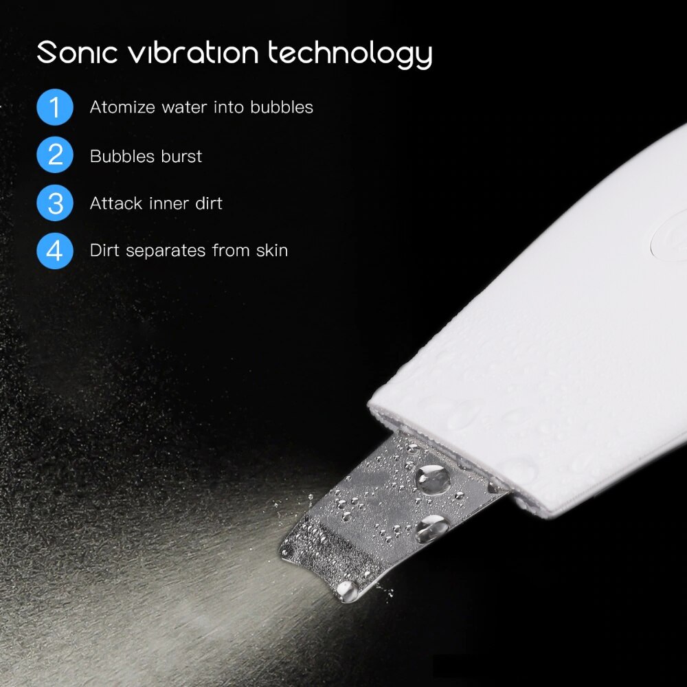 Ultrasonic Scrubber Deep Cleansing Skin Scrubber Face Cleansing Shovel Exfoliating Skin Scraper Peeling Facial Lifting Peeling
