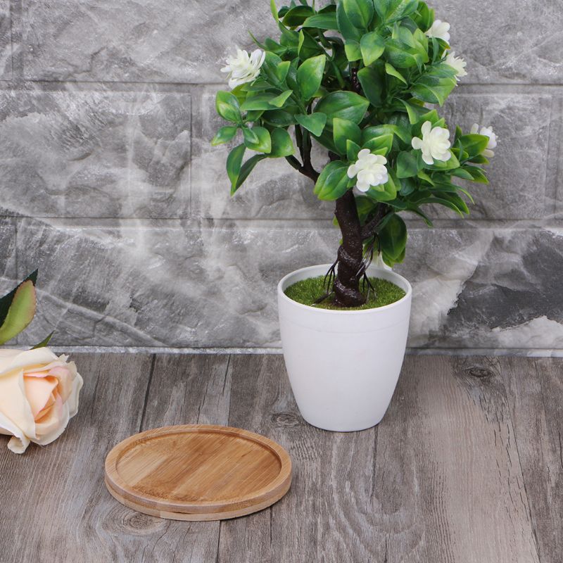 Plateau rond en bois de bambou pour plantes, soucoupe, Mini Pot de fleurs, support pour Pot Succulent, Simple, décor de balcon pour la maison, 1 pièce