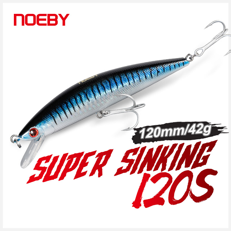 Noeby Minnow Fishing Lure 120mm 42g Sinking Shore Casting Wobbler Artificial Hard Bait Boat Flatfish Sea Fishing Lures Tackle