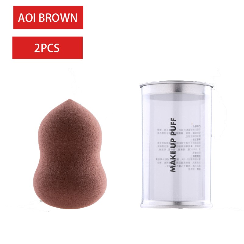 Coussin en forme de gourde, en forme de goutte d'oeuf, éponge, coussin de maquillage en forme d'oeuf, en boîte: A01 BROWN 2PCS