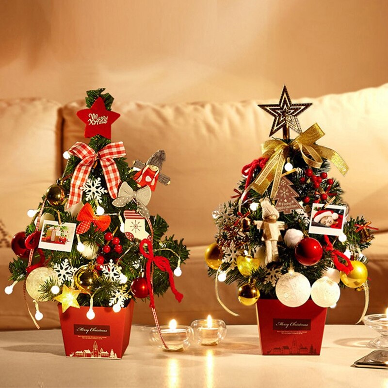 Mini juletræspakke 50cm desktop lille mini dekorative juletræsdekorationsboks juledekoration