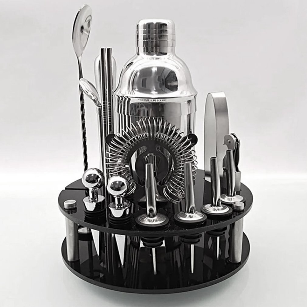 20 Pcs/set Stainless Steel Cocktail Shaker Mixer Drink Bartender Browser Kit Bars Set Tools With Acrylic Base Rack Storage Stand