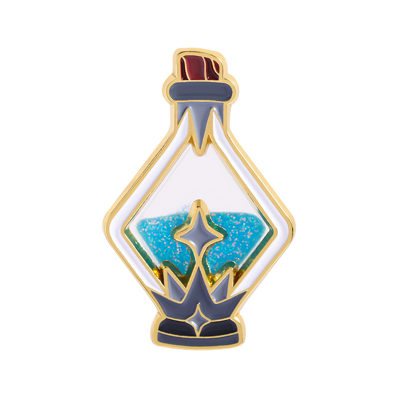 Glitter Magic Potion Bottle Enamel Pins Love Heart Star Witch Brooches Cute Fantasy Lapel Badges Jewelry For Girls: Red