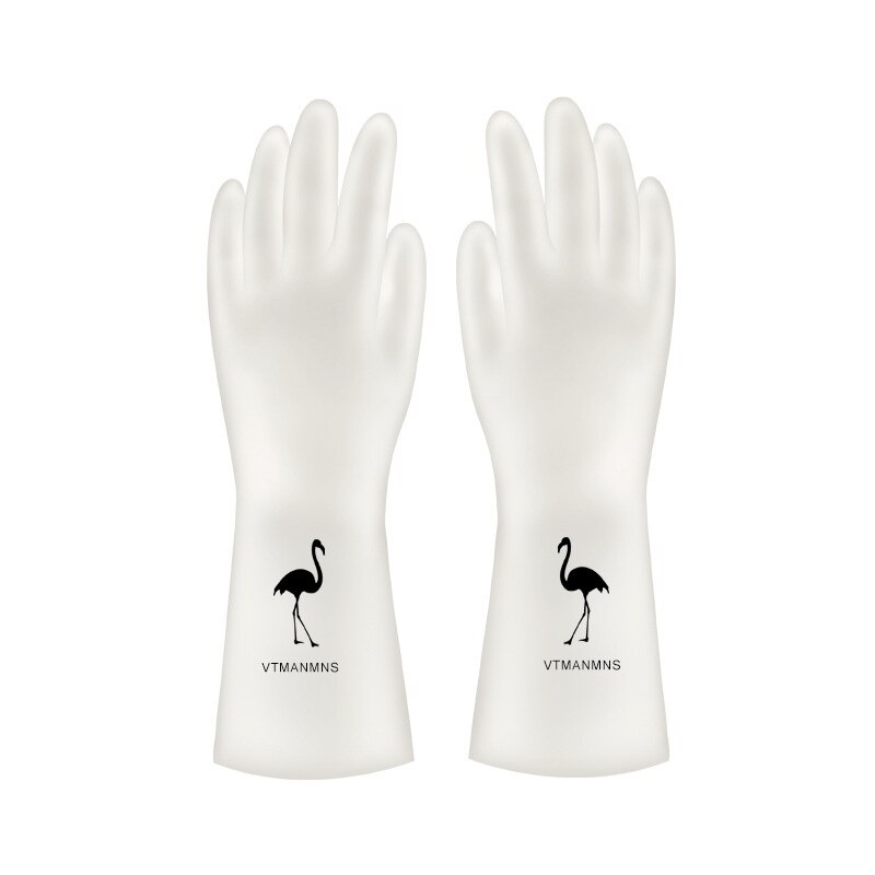 Dishwashing gloves female rubber kitchen washing vegetables household chores clean and durable thin waterproof clothes gloves: Hot Bird / L