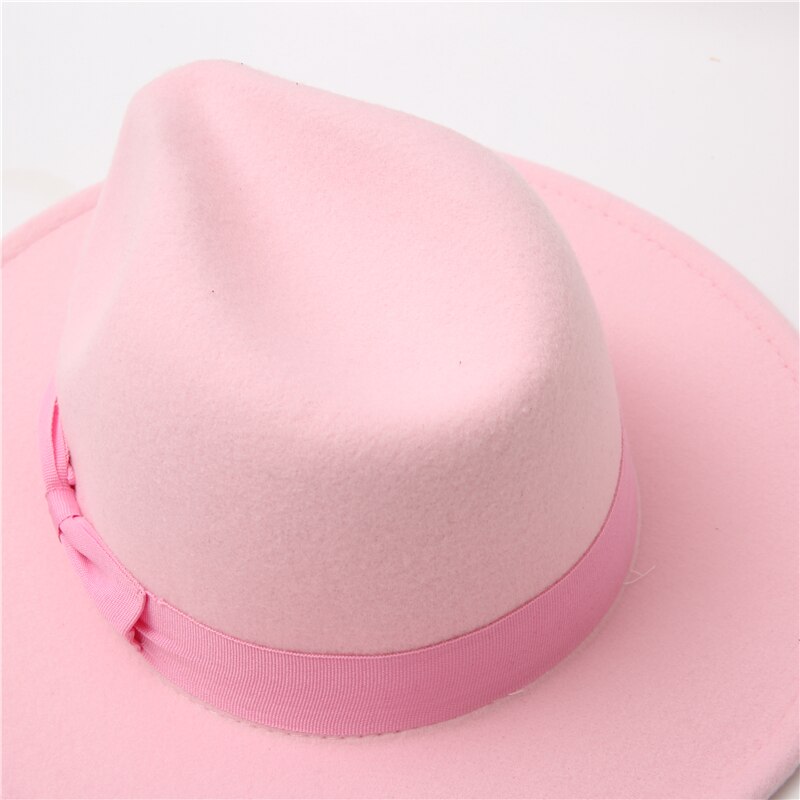 fedora hat women Bow ribbon band men hats wide brim classic beige white wedding church winter men women&#39;s hat gorras hombre