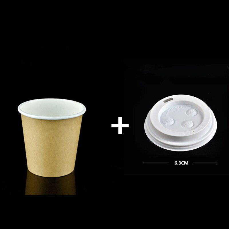 100 stuks Wegwerp koffie cup 4OZ kleine papier cup yoghurt thee sap proeverij kopjes met witte deksels dikke kraft papier afhaalrestaurant cups: 4