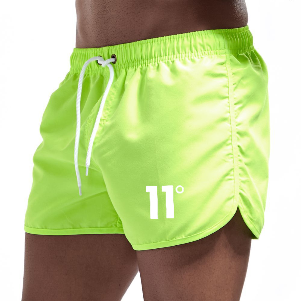 Sommar herr badkläder märkesshorts tryckta strandkläder sexiga badbyxor herr baddräkt låg midja andningsbar strandkläder surfing: S / Grön