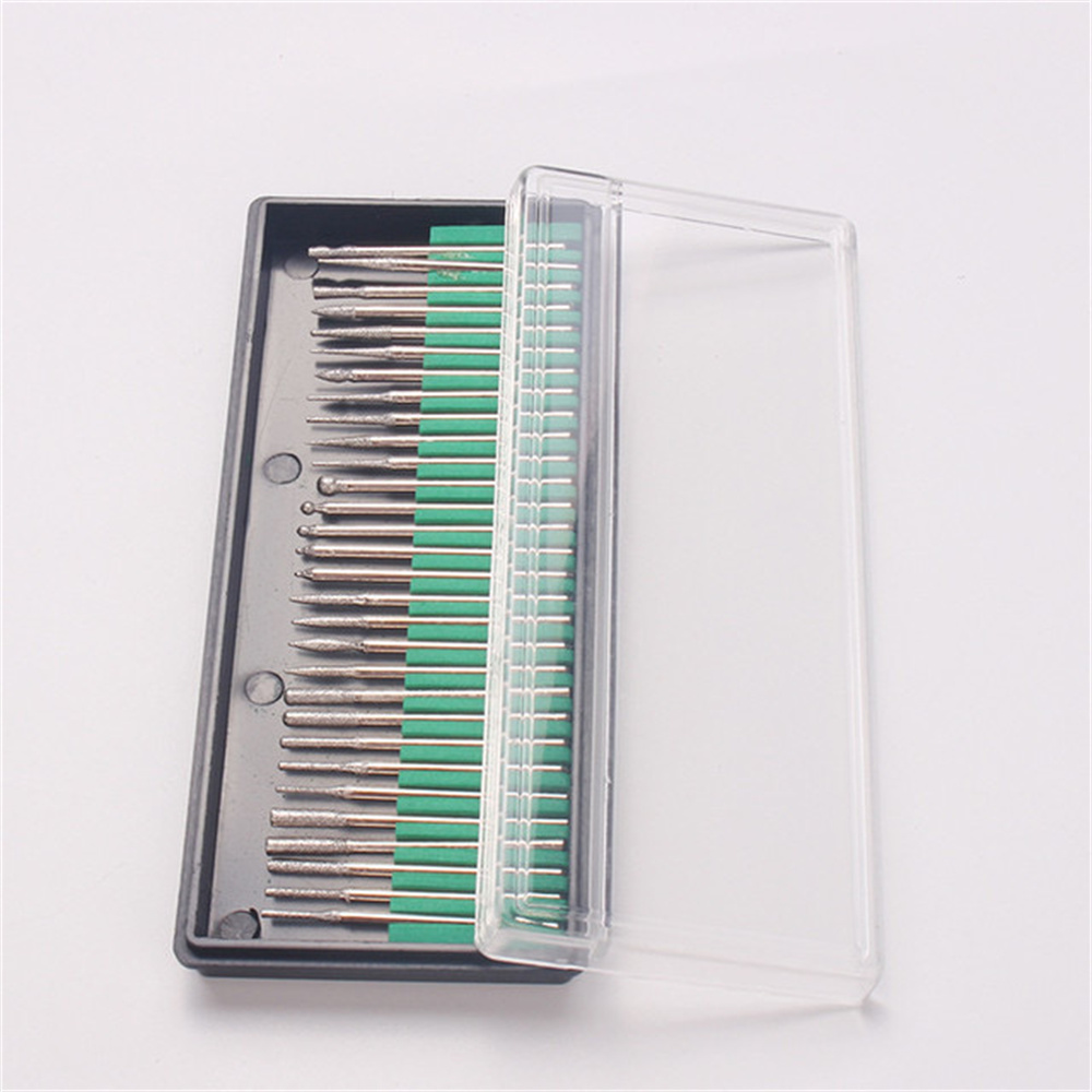 1impostato di utensili per punte da trapano per smeriglio per frese diamantate e fresa per podologia diamantata a cilindro corto per vendita calda, diametro 2.35mm (3/32 ")