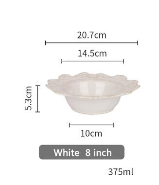 plates tableware dinner plates ceramic embossed pattern porcelain dessert plate cake plate