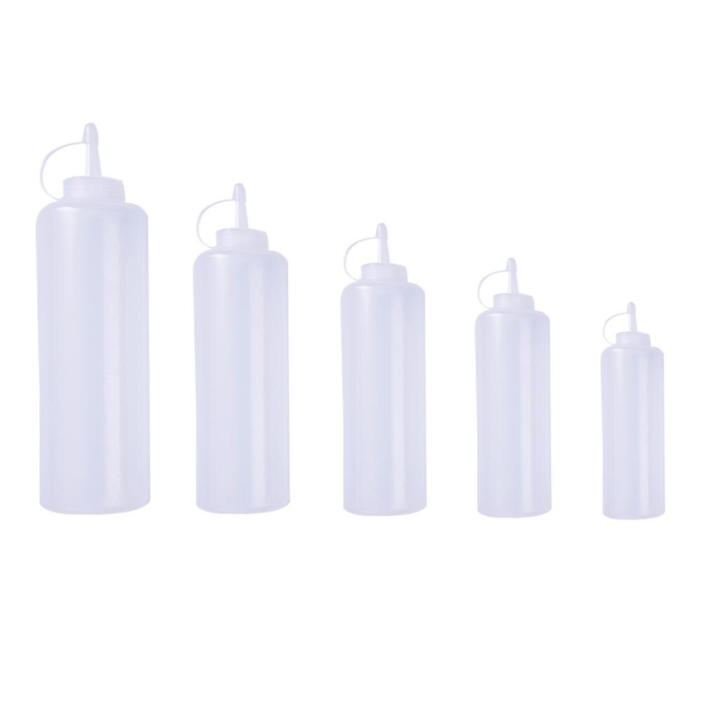 Plastpresse flaske bbq ketchup saus dispenser flasker olivenolje dispenseringsflaske majones klemkrukke med hette