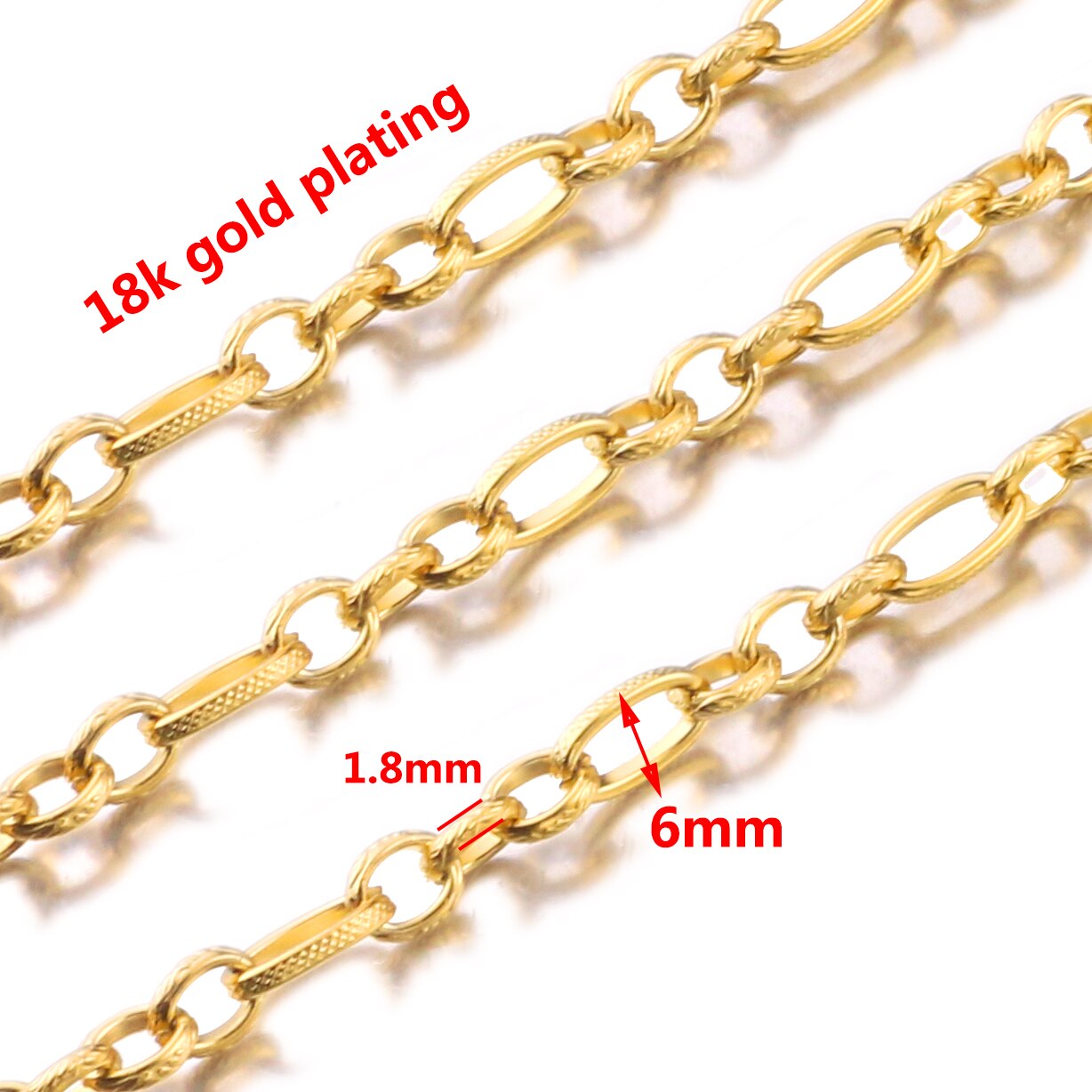 NEUE 1M 6mm Breite Edelstahl Gold Kreis Oval Verknüpfung 3:1 präge Ketten für DIY Halskette Schmuck Handgemachte Erkenntnisse