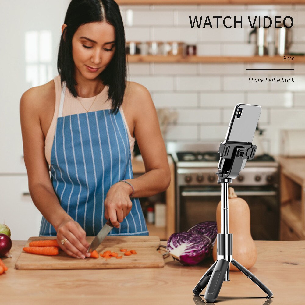 Bluetooth Selfie Stick Tripod - 100cm Extendable Handheld Monopod with Remote Shutter - Mini Tripod for iPhone Android