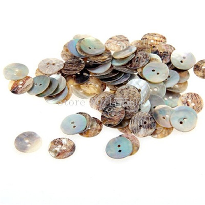 Lot 200 Parelmoer Ronde Shell Naaien Knoppen 15mm, voor Naaien, Ambachten, Sieraden maken, breien 7NK93