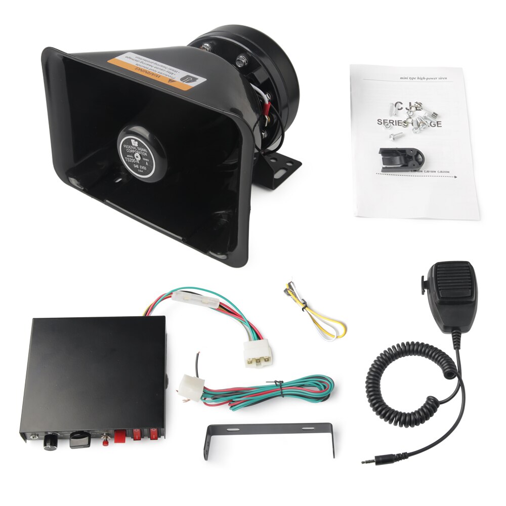 200W 8 Sound Loud Car Warning Alarm Police Siren Horn Speaker PA MIC System