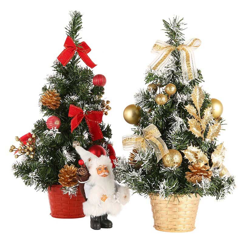 Christmas Party Ornament Mini Tree Decors Desk Table Festival Xmas Decoration