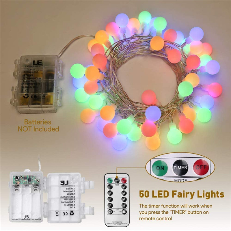 Bal LED-lichtslinger afstandsbediening warm wit Ketting Fairy Light Kerstmis Bruiloft Buiten Decor Werkt op batterijen 3m 5m