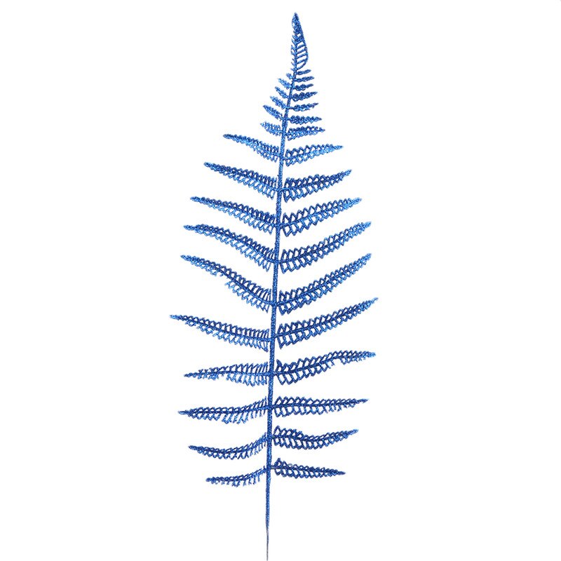 5pcs Set Christmas Artificial Leaves Glitter Hollow Fern Leaf DIY Christmas Tree Decoration Wedding Party Ornaments: Royal Blue