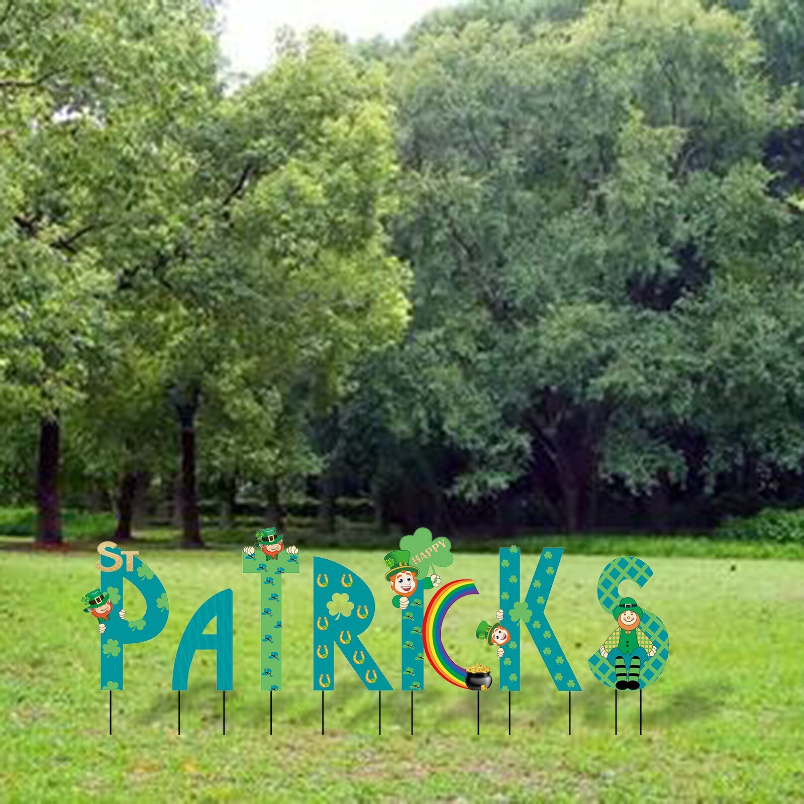 7Pc St. Patrick Dag Decoraties Outdoor Tuin Gazon Yard Teken Met Stakes Home Yard Teken Met Stapel Outdoor gazon Decoratie