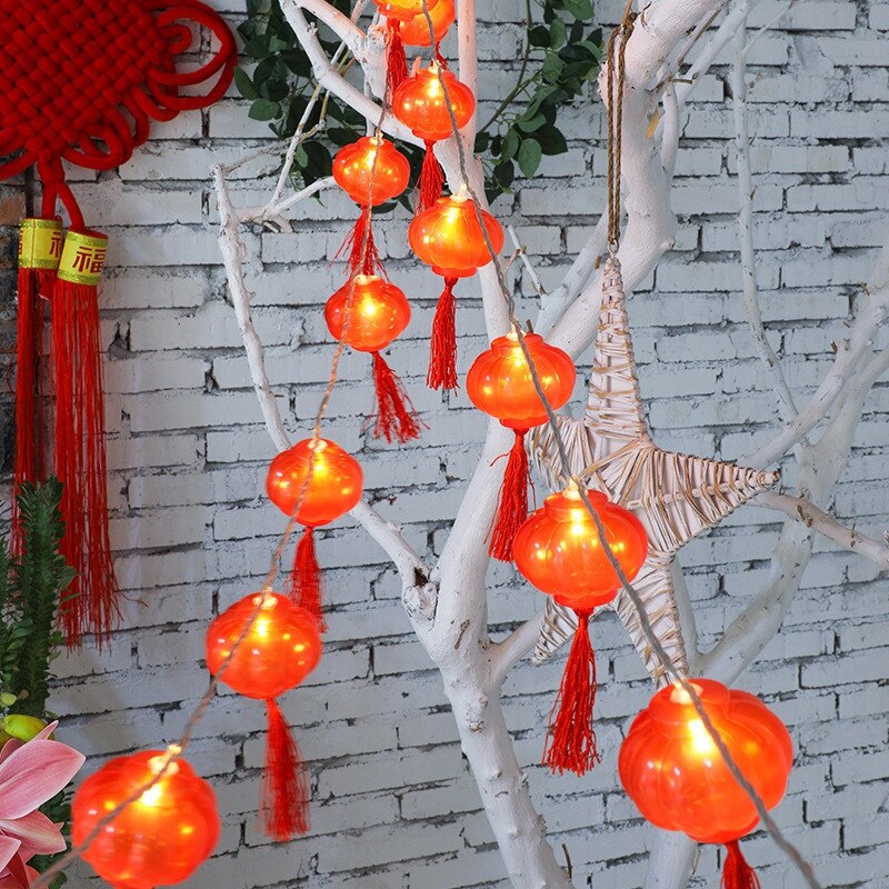 2M 10 LED Lights USB Charging Traditional Chinese Red Lantern Lights Year Decoration String Night Light