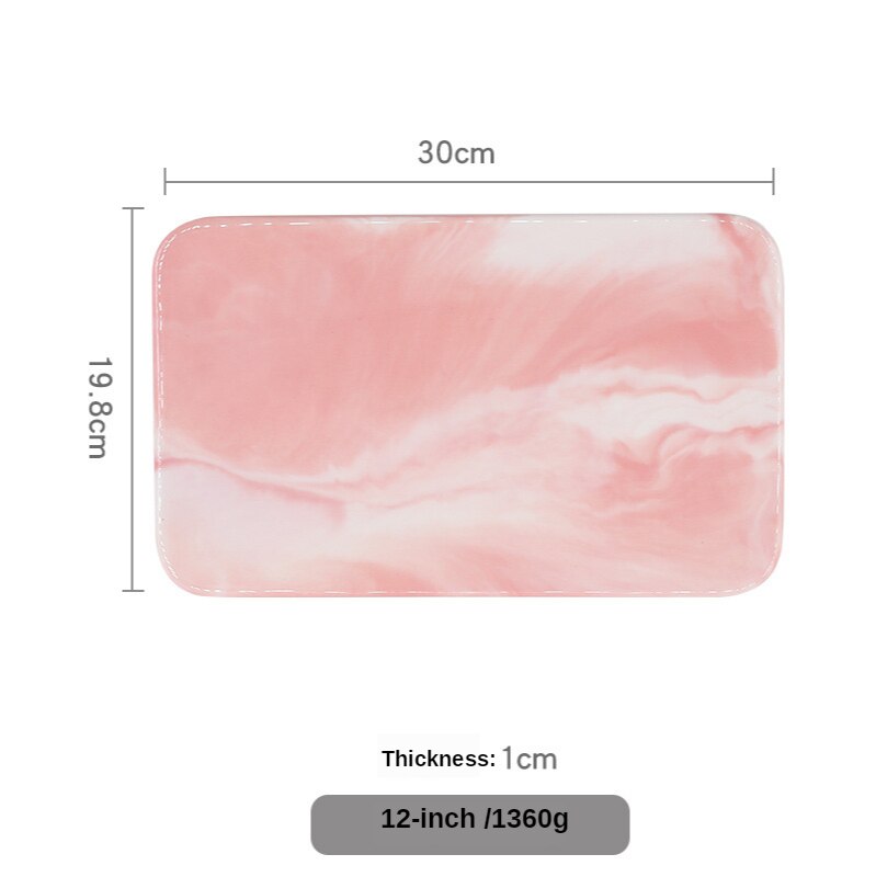 Nordic Minimalist Marble Ceramic Tray Rectangular Plate Plate Cake Sushi Plate Western Bread Flat Plate.: Pink 12 Inches
