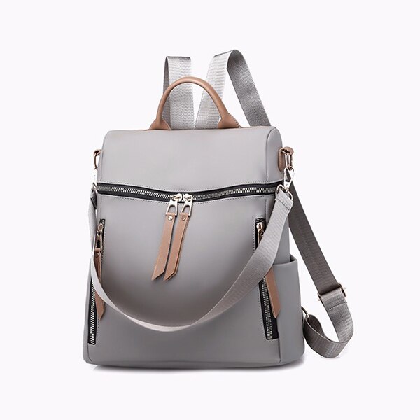 Casual Vrouwen Multifunctionele Tas Waterdicht Eenvoudige Vrouwelijke Grote Capaciteit Rugzak Pu Leer Zwart Grijs: Grijs