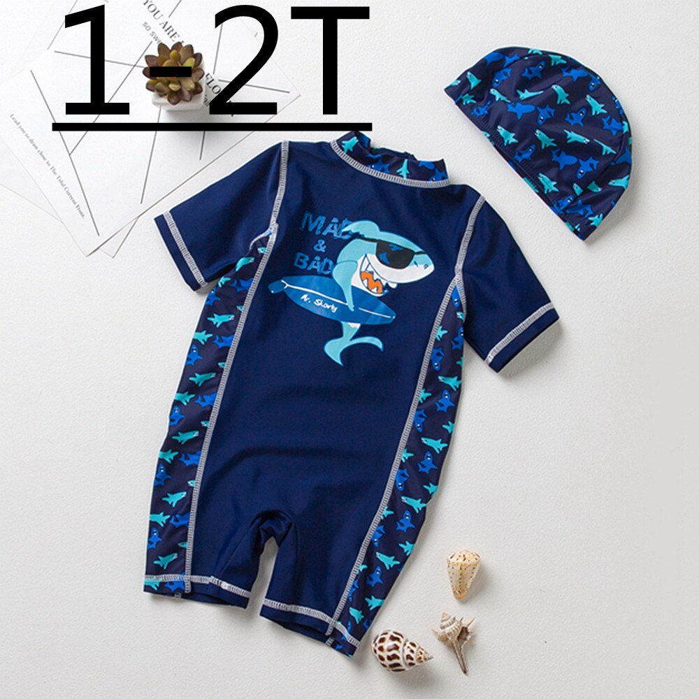 0-5t baby haj mærke baby drenge badetøj  uv 50+  solbeskyttelse ét stykke spædbarn badedragt badetøj badedragt dykning surfing: Højde 80-85 cm