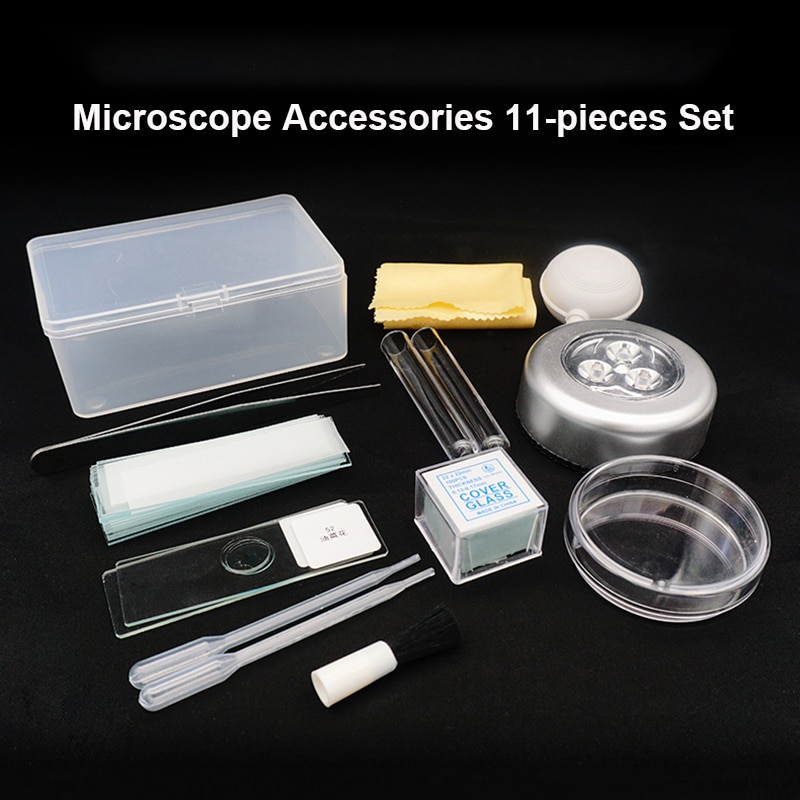 Biological Microscope Accessories Set Making Biological Specimen Tools Slides Dropper Tweezers Test Tube for Laboratory Teaching