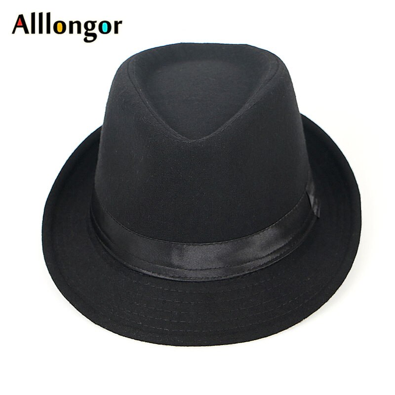 Herfst Wol Fedora Jazz Hoed Mannen Chapeu Panama Masculino Sombrero Mujer Vrouwen Vilten Hoeden Man Bowler Vintage Zwarte Retro cap