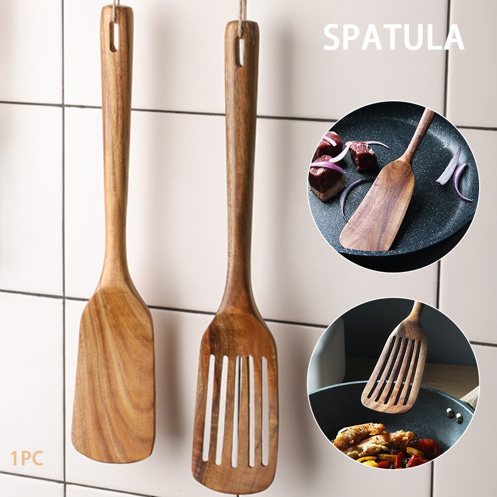 Pan Non Stick Pasta Home Frying Restaurant Natural Teak Kitchen Shovel Cooking Utensil Wooden Spatula Heat Resistant Long Handle