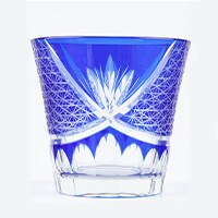 Vaso de Whisky Edo Kiriko, vaso de cristal Vintage, cortado a mano, Whisky Scotch, vaso de Borbón con caja de madera: Aqua Blue