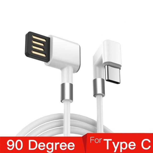 2.4A 180 Graden Snelle Lading Data Type C Micro Usb C Kabel Voor Samsung Huawei Xiaomi Type-C Lader lange Mobiele Telefoon Draad Koord: White For Type C