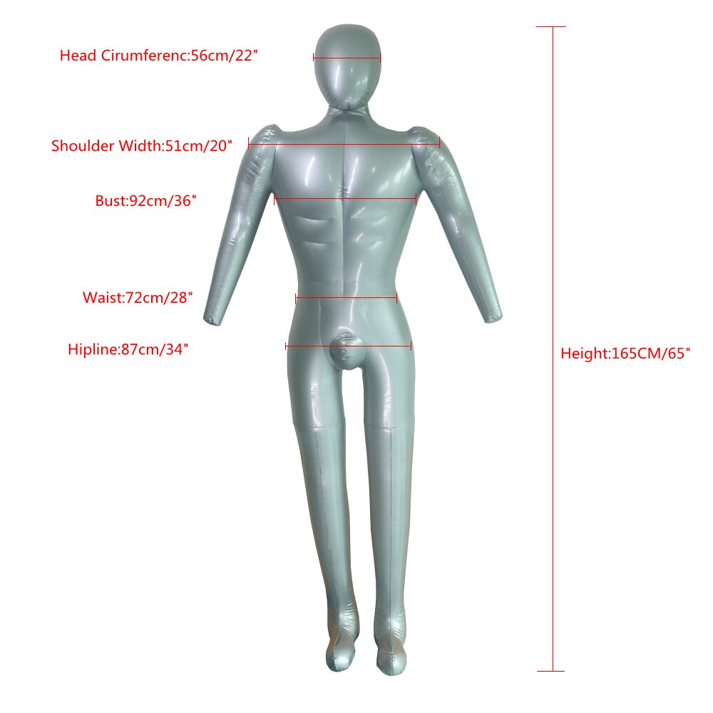 Maniquí inflable de PVC para hombre, cuerpo entero con brazo, maniquí de , Torso, ,