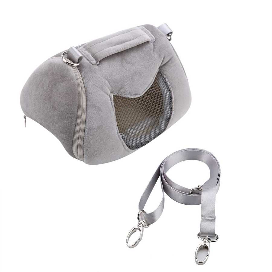 Transportín para mascotas hámster rata erizo pequeños animales al aire libre viaje saco de dormir FT: Gris