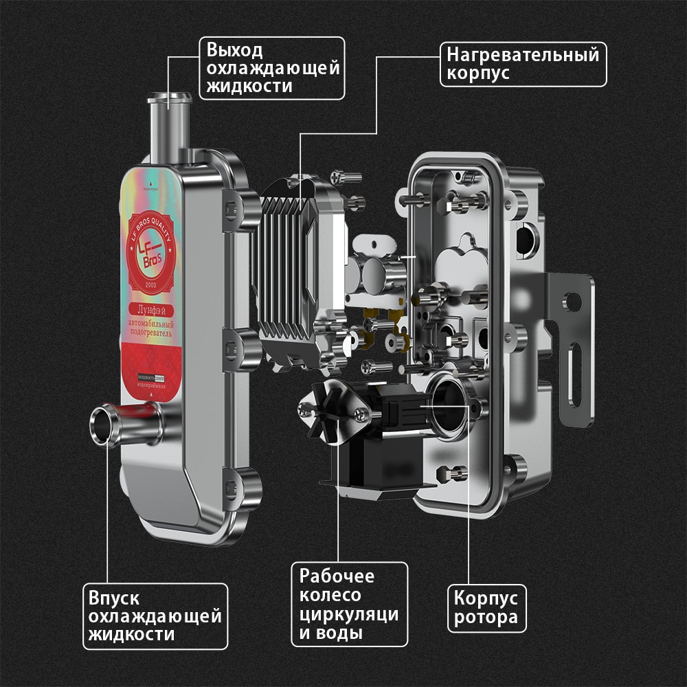 LF Bros 220V parking heater 2000W water tank heater car engine preheater for car 1.8L-2.5L exhaust 1 year warranty